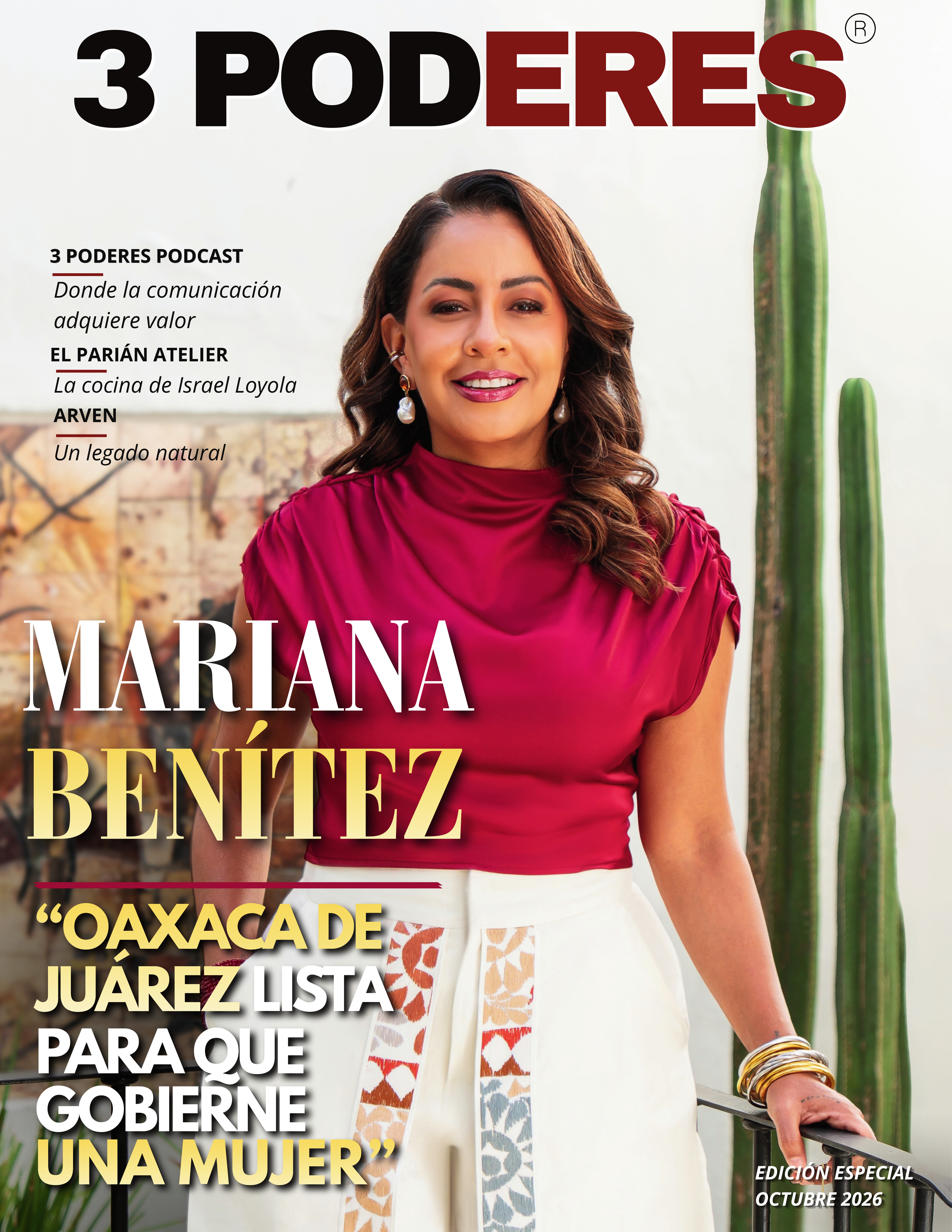 Mariana Benítez en la portada especial de octubre 2026 de Revista 3 Poderes